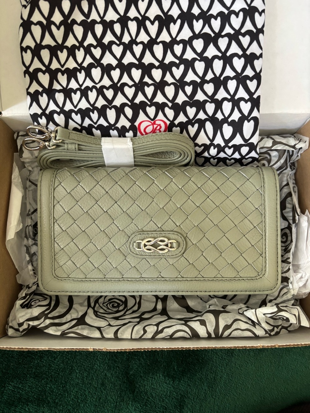 Brand new Brighton interlock large wallet with strap Sage